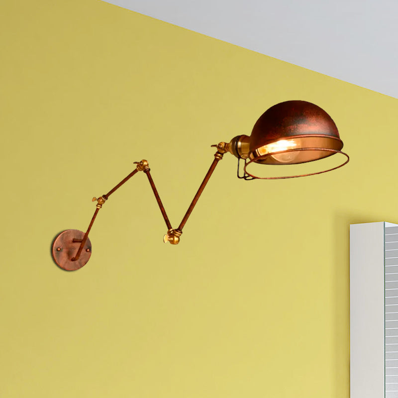 BowLift | Vintage Industrial Bowl Wall Lamp 1 Light Iron Wall Lamp with Rotatable Arm in Black/Metal