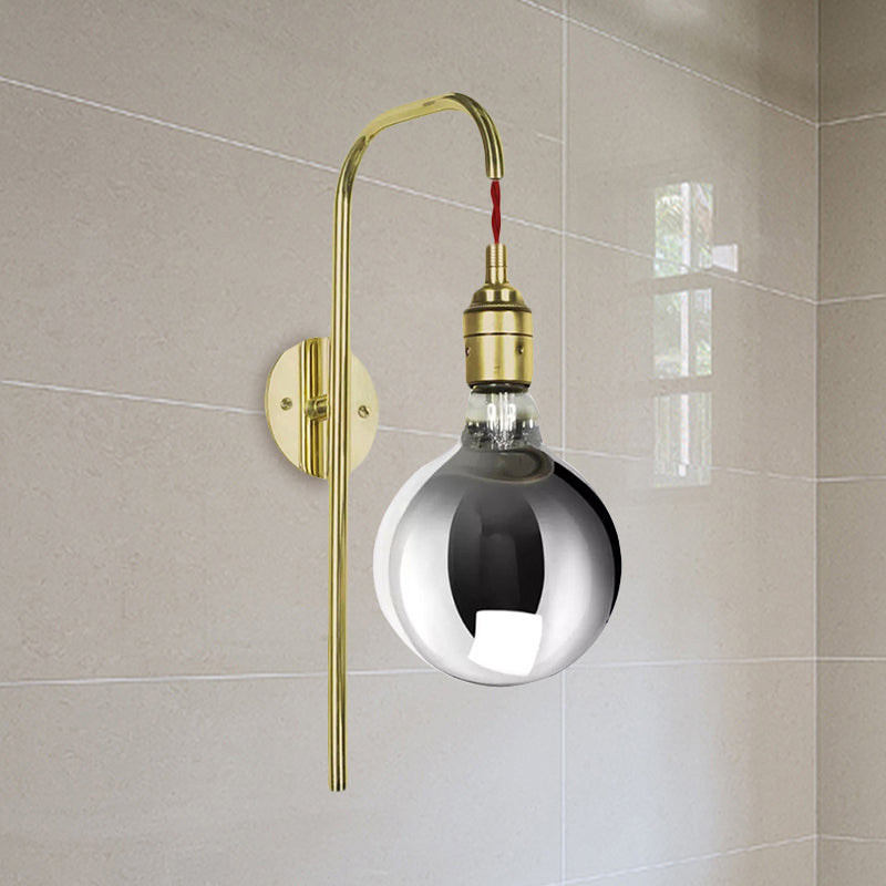 BowLift | Chrome/Gold A Light Wall Lamp Modern Clear Glass Globe Lighting Fixture for Living Room