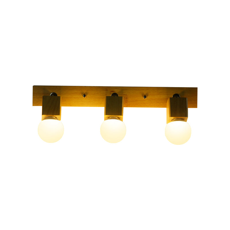 BowLift | 3 Lights Rotatable Wall Lamp Fixture with Open Bulb Wood Modernism Bedroom Vanity Light