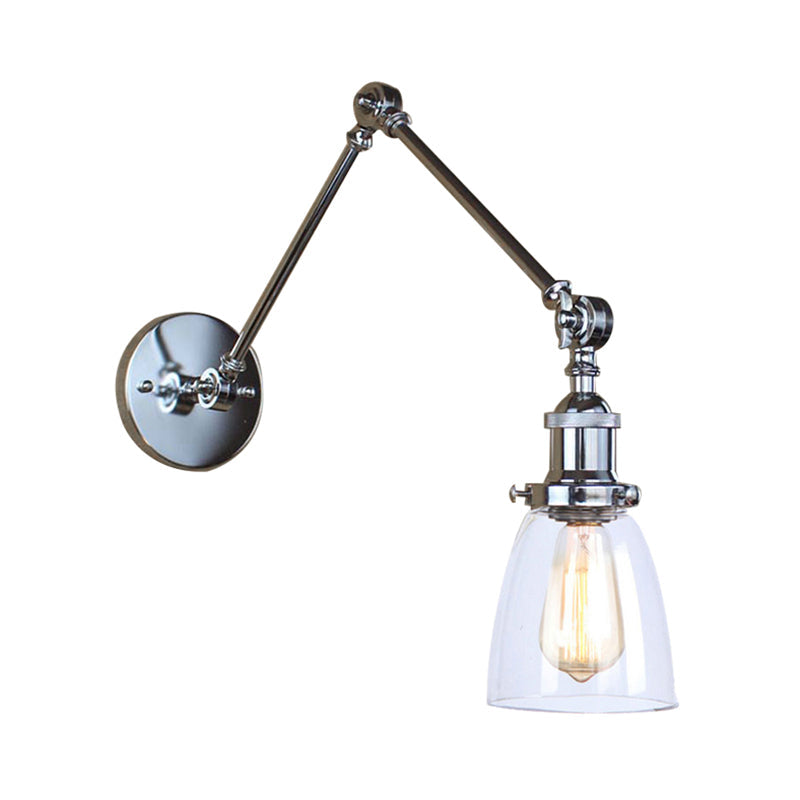 BowLift | Tapered Accent Wall Lamp Antique Clear Glass 1 Light Black/Silver/Brass Wall Lamp with Swingarm