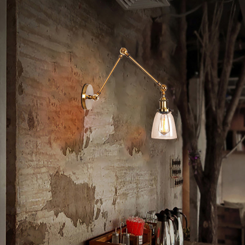 BowLift | Tapered Accent Wall Lamp Antique Clear Glass 1 Light Black/Silver/Brass Wall Lamp with Swingarm