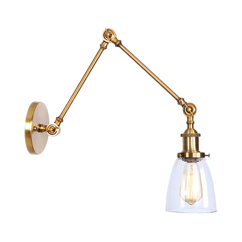 BowLift | Tapered Accent Wall Lamp Antique Clear Glass 1 Light Black/Silver/Brass Wall Lamp with Swingarm
