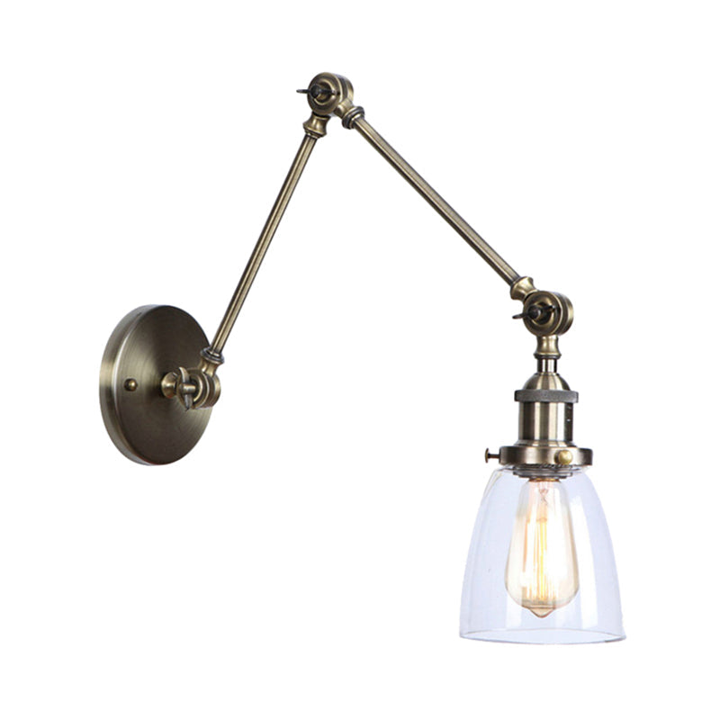 BowLift | Tapered Accent Wall Lamp Antique Clear Glass 1 Light Black/Silver/Brass Wall Lamp with Swingarm