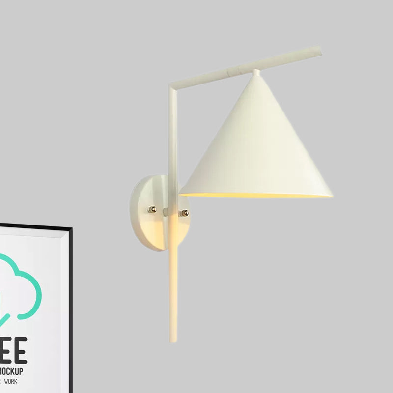 BowLift | Cone Metal Wall Lighting Contemporary 1 Light Black/White/Gold Wall Lamp Over Table, 8" B