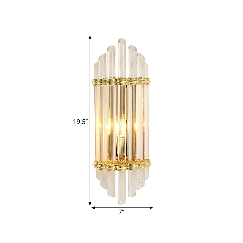 BowLift | Arch-shaped Crystal Tube Wall Mounted Lighting Modernist 2-Light Gold Wall Sconce Fixture