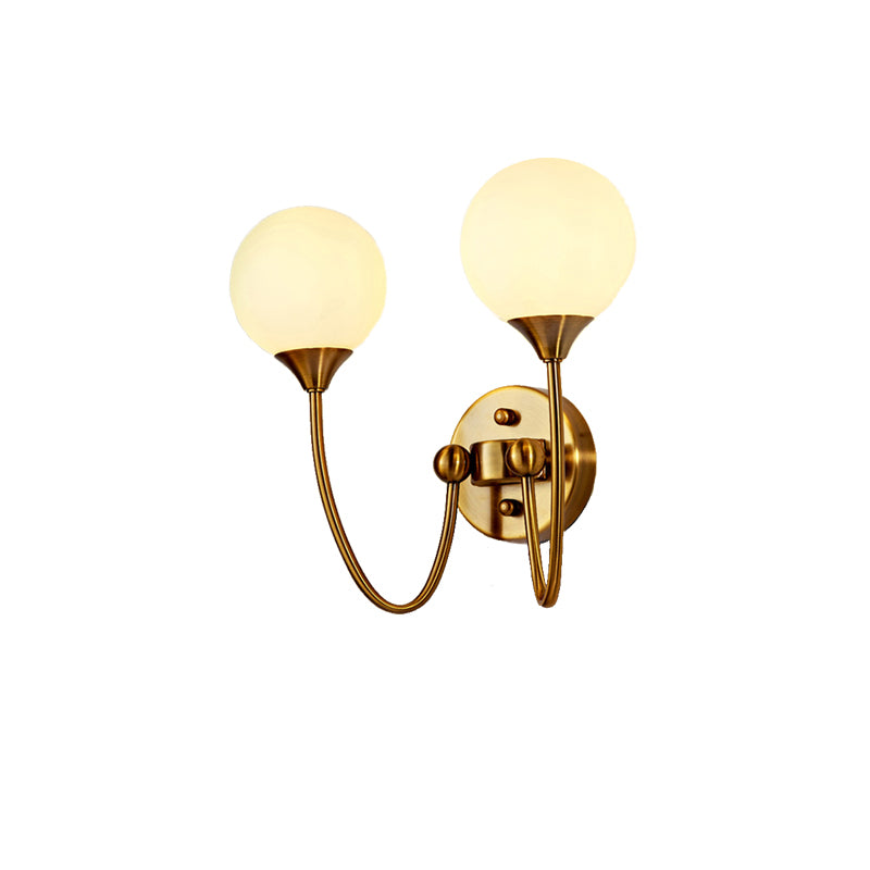 BowLift | Elegant Stylish Ball Shade Wall Lamp 1/2 Lights Milk Glass Wall Lamp in Gold for Mirror Living Room