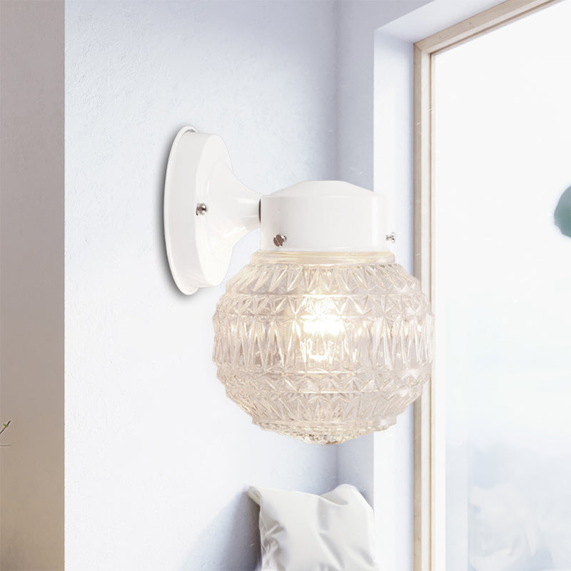 BowLift | Black/White Spherical Wall Light Modernist 1 Light Grid Glass Wall Lamp Light for Reading Room