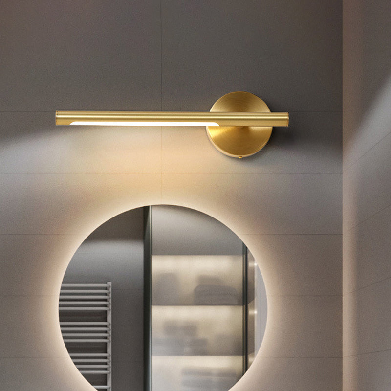 BowLift | Gold Rod Wall Lamp Minimalist Metal 16"/25" Long LED Vanity Sconces Light with Acrylic Diffuser