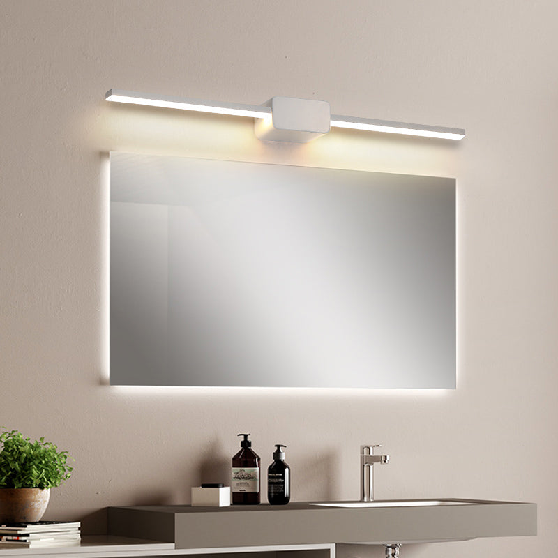 BowLift | White Rectangular Wall Sconce Light Simple Iron 16/23.5/31.5 Inch Long LED Cosmetic Lamp in Warm/White Light