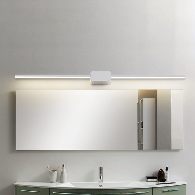BowLift | White Rectangular Wall Sconce Light Simple Iron 16/23.5/31.5 Inch Long LED Cosmetic Lamp in Warm/White Light