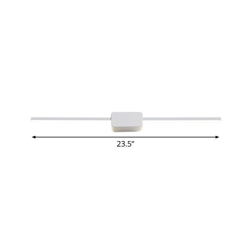 BowLift | White Rectangular Wall Sconce Light Simple Iron 16/23.5/31.5 Inch Long LED Cosmetic Lamp in Warm/White Light