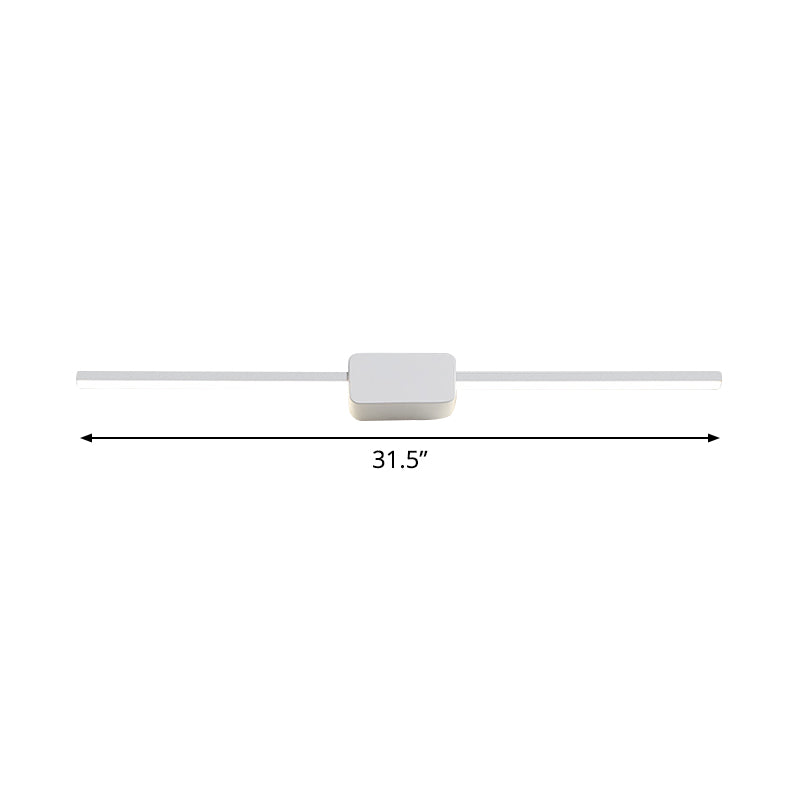 BowLift | White Rectangular Wall Sconce Light Simple Iron 16/23.5/31.5 Inch Long LED Cosmetic Lamp in Warm/White Light