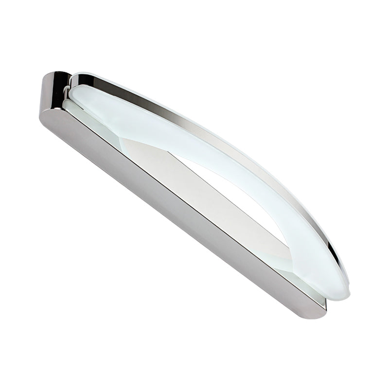 BowLift | Chrome Arc Mirror Light Modernist Stainless Steel 21"/27.5" L LED Wall Light in Warm/White Light with Acrylic Diffuser