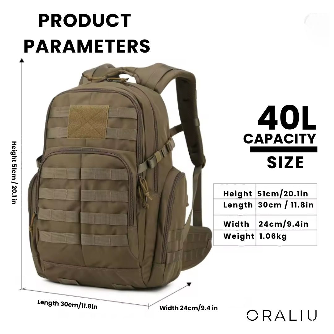 BowLift | 25L Tactical Backpack – Water-Resistant Rucksack with MOLLE System & Hydration Compartment