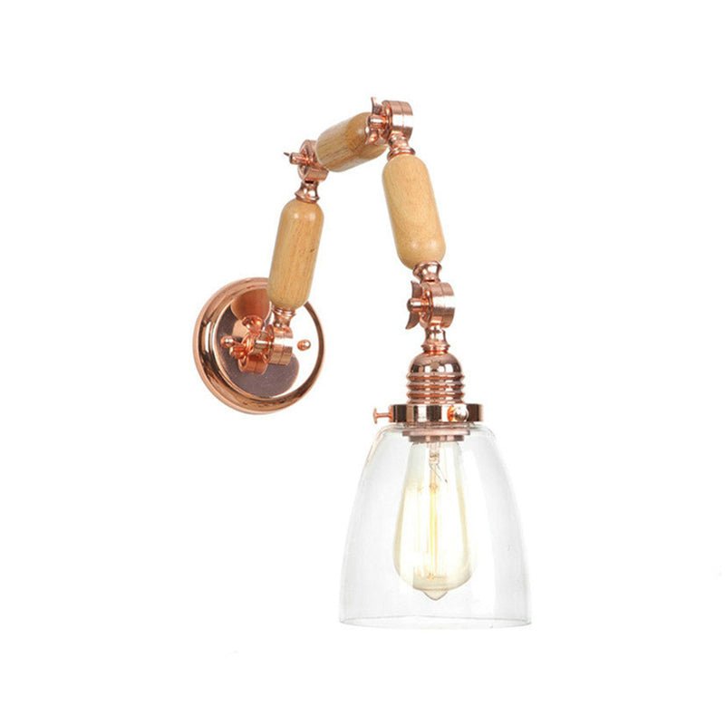 BowLift | Rose Gold Single Light Concept Light Antique Clear Glass Tapered Lighting Fixture with Rotatable Arm