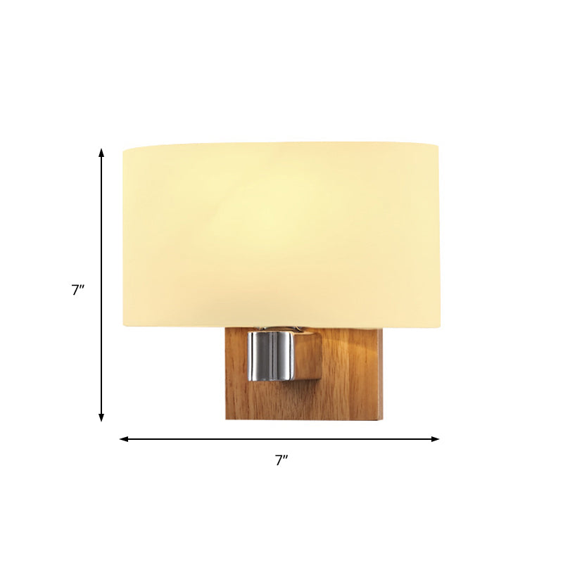 BowLift | A wall lamp with a rectangular shade Opal glass Nordic living room wall lamp lighting fixture with wood