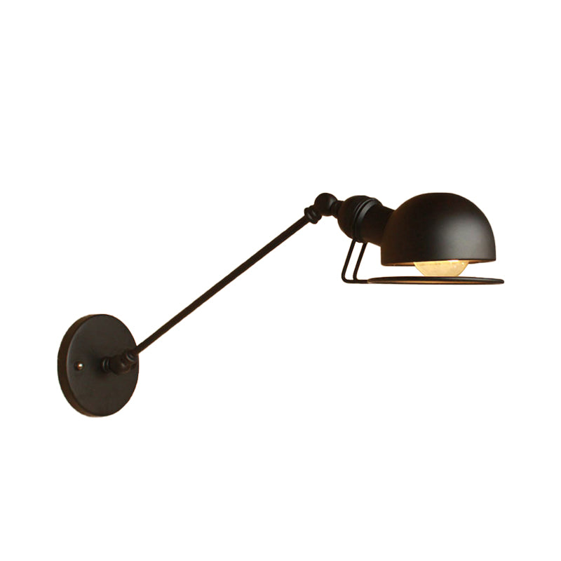 BowLift | Vintage Industrial Bowl Wall Lamp 1 Light Iron Wall Lamp with Rotatable Arm in Black/Metal