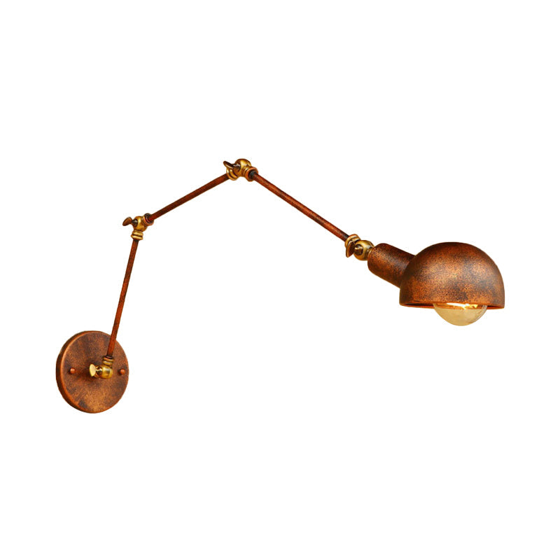 BowLift | 4"/6.5" Dia Domed Metal Wall Lamp Fixture Vintage Style 1 Head Study Room Adjustable Wall Light in Rust