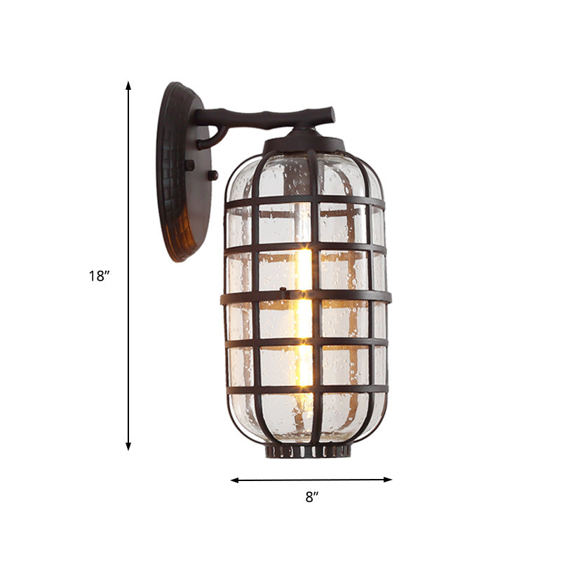 BowLift | Caged Seeds Glass Wall Mounted Lamp Industrial Single Bulb Outdoor Sculpture Light in Black/Bronze, 5.5"/6"/8" Wide