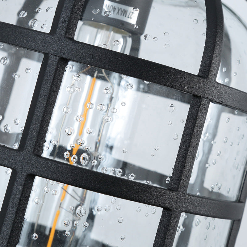 BowLift | Caged Seeds Glass Wall Mounted Lamp Industrial Single Bulb Outdoor Sculpture Light in Black/Bronze, 5.5"/6"/8" Wide