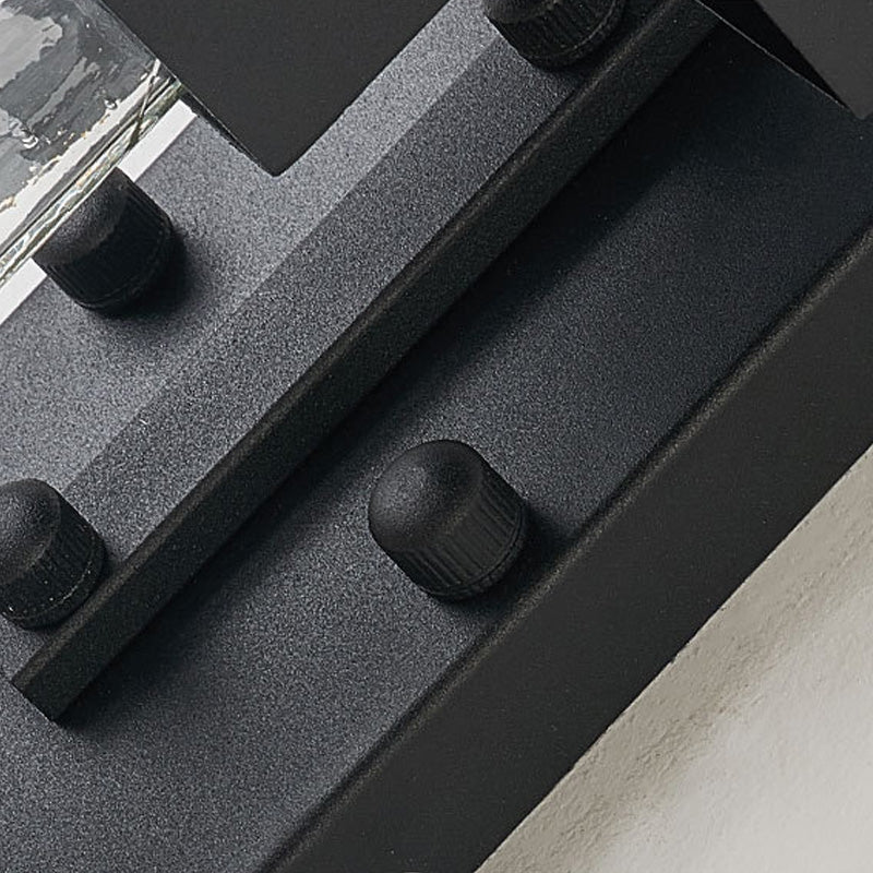 BowLift | Clear Glass Black Wall Light Square/Rectangle 1-Light Coastal Wall Lamp Fixture with Iron Cage