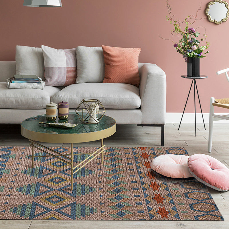 BowLift | Braided rustic American rug brown washable area rug for bedroom geometric hunting stain-resistant rug