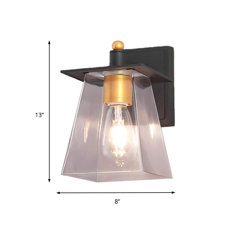 BowLift | Clear Glass Black Wall Lamp Lighting Cylinder/Half Circle/Rectangle 1-Light Industrial Light Fixture, 6"/8" Wide