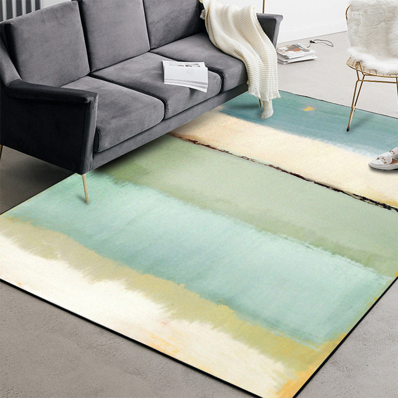 BowLift | Teal Bedroom Carpet Modern Abstract Color Block Pattern Rug Polyester Washable Rug