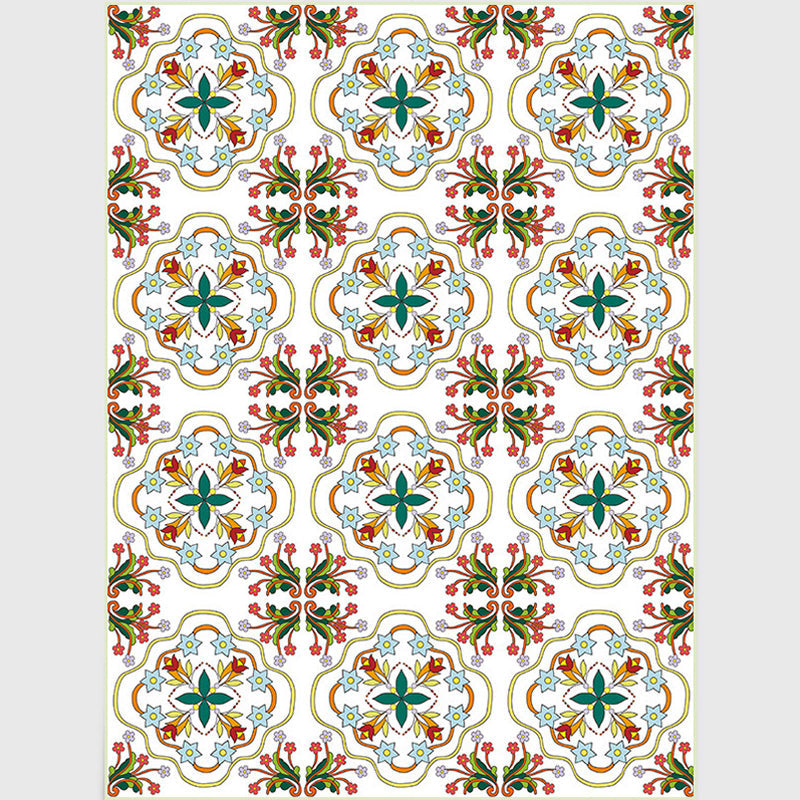 BowLift | White Bedroom Rug Moroccan Geometric Flower Leaf Pattern Rug Polyester Non-Slip Rug