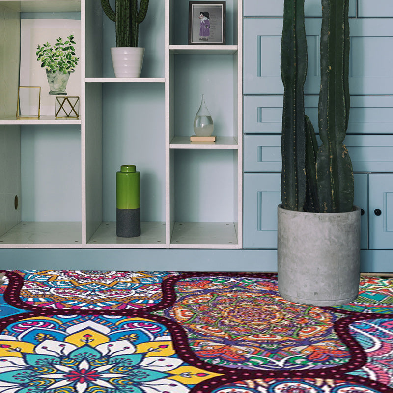 BowLift | Colorful Bedroom Moroccan Flower Dots Pattern Rug Polyester Machine Washable Non-Slip Back Rug