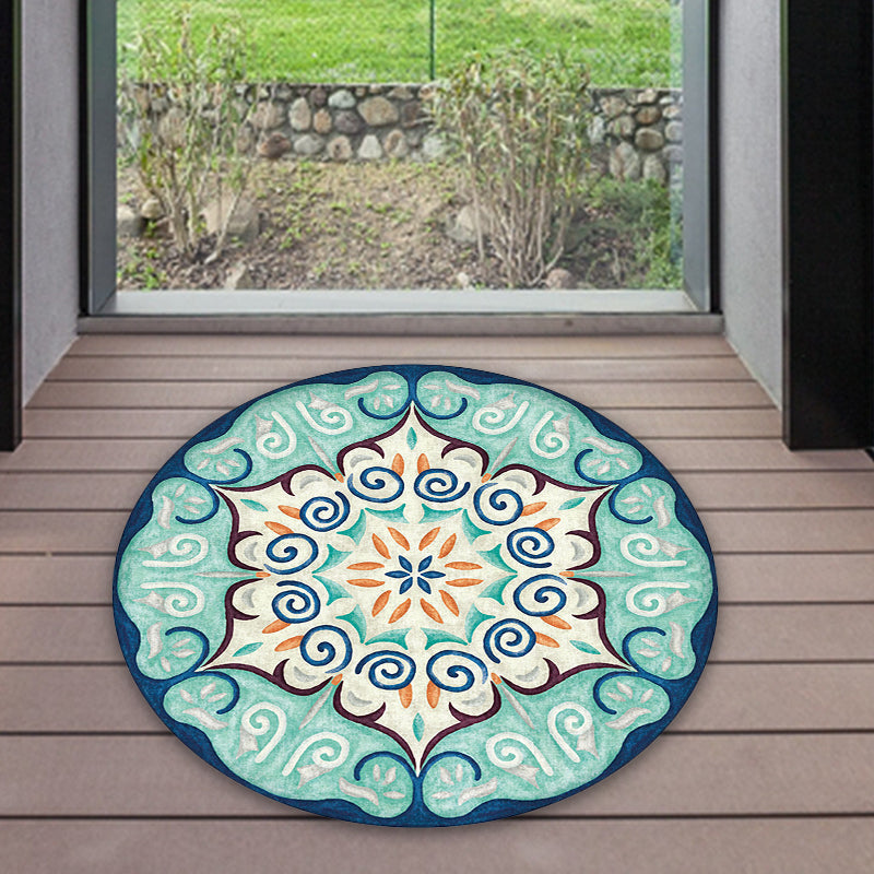 BowLift | Vintage Southwestern Carpet Blue and Green Americana Carpet Synthetic Non-slip Back Carpet for Bedroom