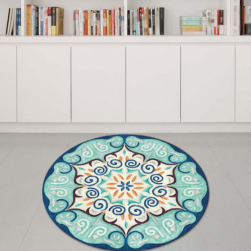 BowLift | Vintage Southwestern Carpet Blue and Green Americana Carpet Synthetic Non-slip Back Carpet for Bedroom