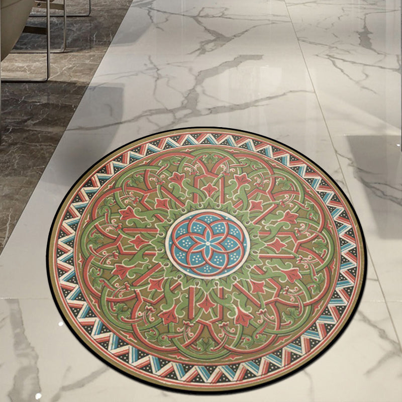 BowLift | Classic Floral Leaf Rug Green Moroccan Rug Polyester Non-Slip Backing Rug for Bedroom