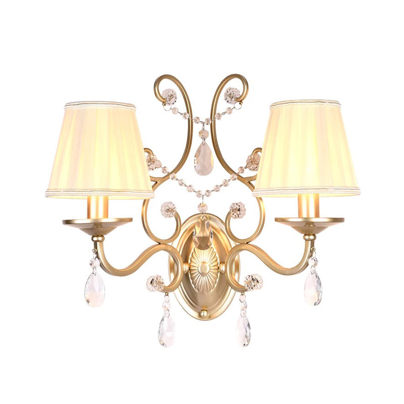 BowLift | Curved Arm Wall Light Contemporary Crystal 1/2-Light Wall Mounted Lighting with/without Shade in Brass