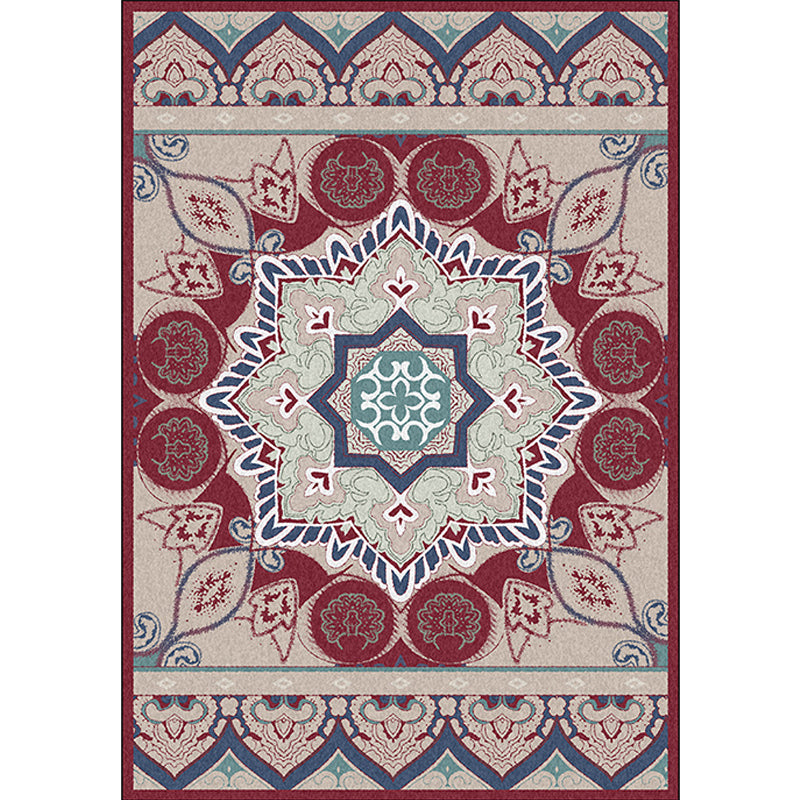 BowLift | Pink Bedroom Rug Moroccan Medallion Floral Pattern Area Rug Polyester Machine Washable Non-Slip Backing Rug