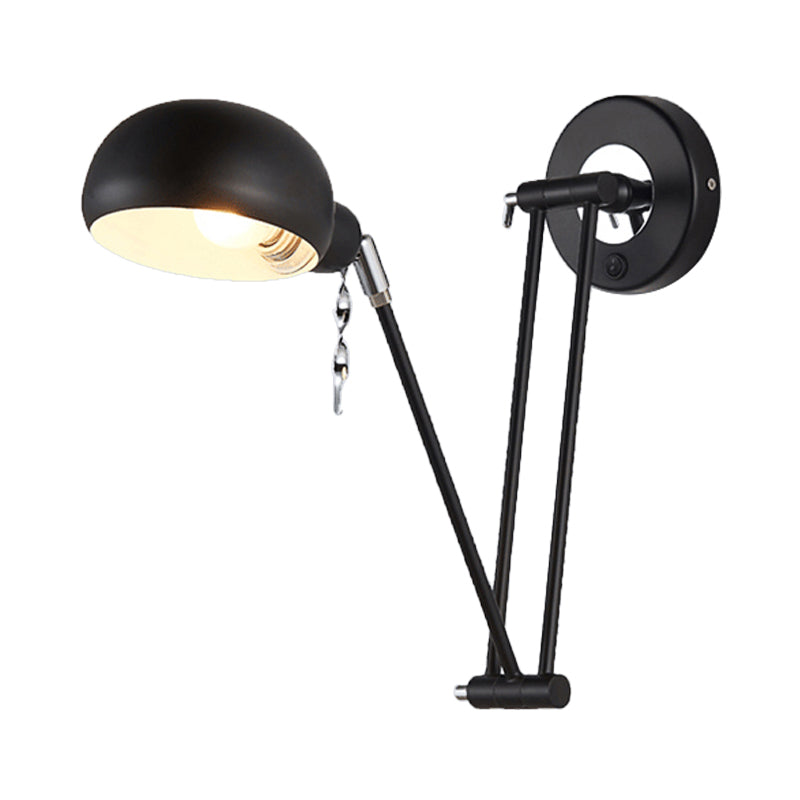 BowLift | Bowl Living Room Wall Light with Swivel Arm Industrial Retro Metallic 1 Light Black Reading Wall Light