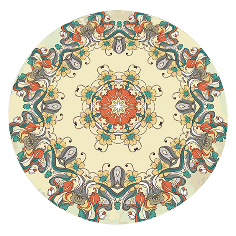 BowLift | Vintage Floral Print Rug Yellow Fleece Rug Machine Washable Non-Slip Rug for the Bedroom