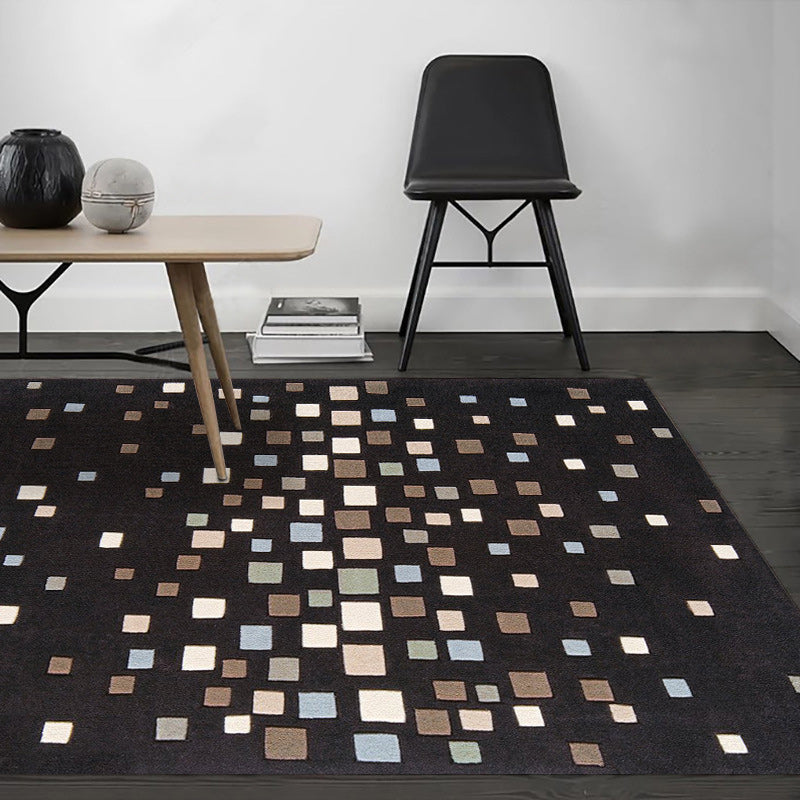 BowLift | Black Bedroom Rug New Plaid Pattern Rug Polyester Non-Slip Backing Pet-Friendly Rug