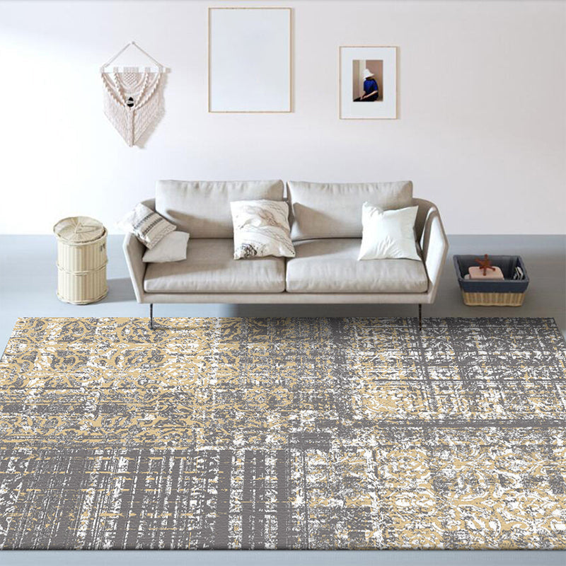 BowLift | Funky Abstract Carpet Gray Industrial Carpet Polyester Washable Non-Slip Underlay Carpet for Living Room