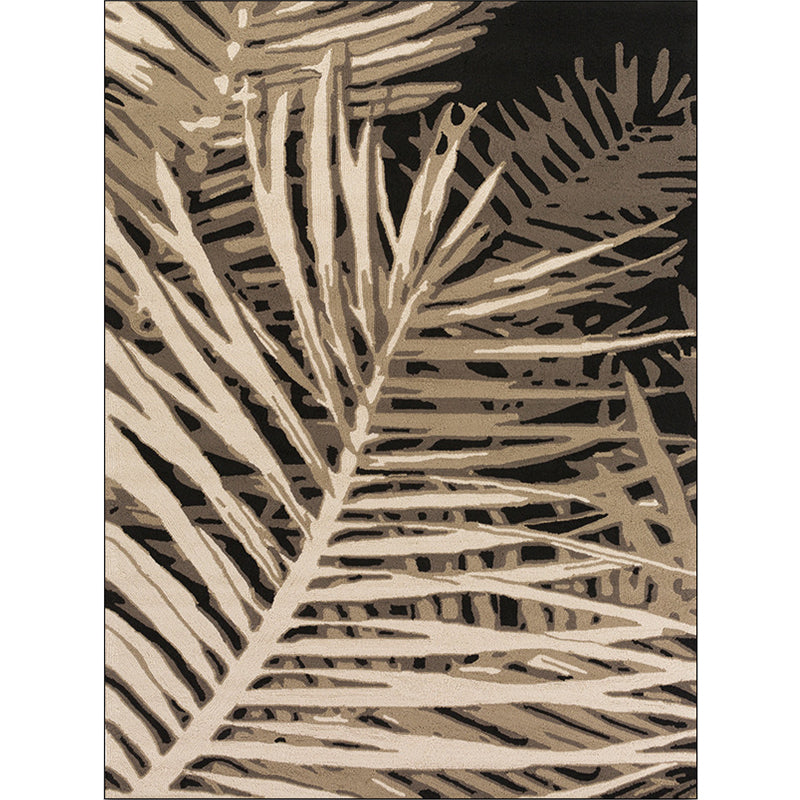 BowLift | Unique Leaf Pattern Carpet Brown Tropical Carpet Polyester Washable Non-Slip Back Rug for Living Room
