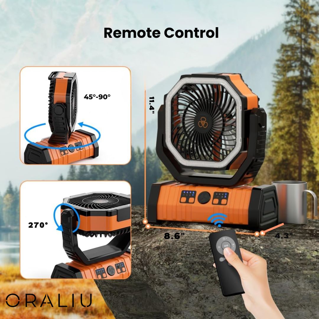 BowLift | 3-in-1 Camping Fan with LED Light & 20000mAh Power Bank – USB Rechargeable & Wireless
