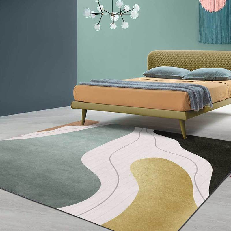 BowLift | Colorful Bedroom Carpet Novelty Color Block Line Pattern Area Rug Polyester Stain Resistant Carpet
