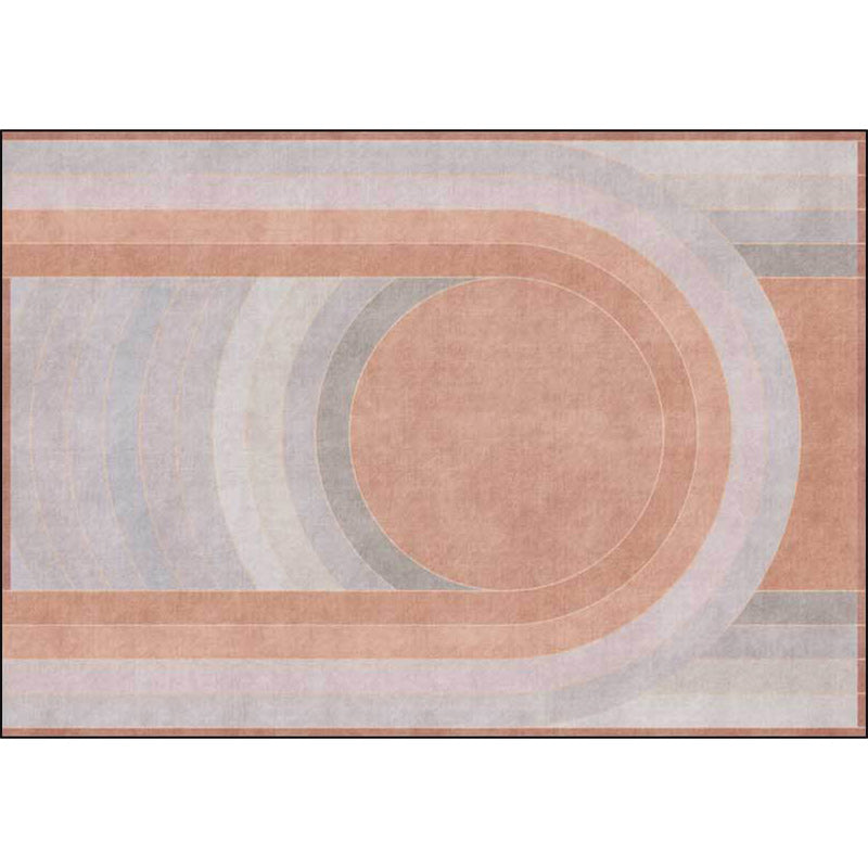 BowLift | Pink Bedroom Rug Novelty Color Block Arc Circle Pattern Area Rug Polyester Non-Slip Back Stain Resistant Rug
