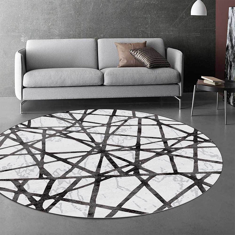 BowLift | White Novelty Rug Polyester Abstract Rug Machine Washable Non-Slip Back Rug for the Living Room