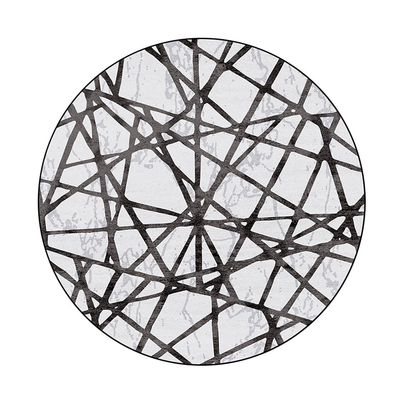 BowLift | White Novelty Rug Polyester Abstract Rug Machine Washable Non-Slip Back Rug for the Living Room