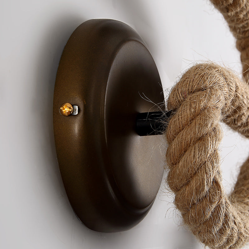 BowLift | Candle Holder Ropestone Wall Lamp with Curved Design Vintage 1 Light Bedroom Wall Mounted Lamp in Bronze