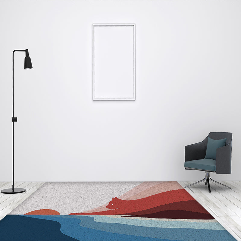 BowLift | Children's Cat Pattern Rug with Sun Multicolored Vinyl Rug Washable Non-Slip Back Area Rug for Home Decor