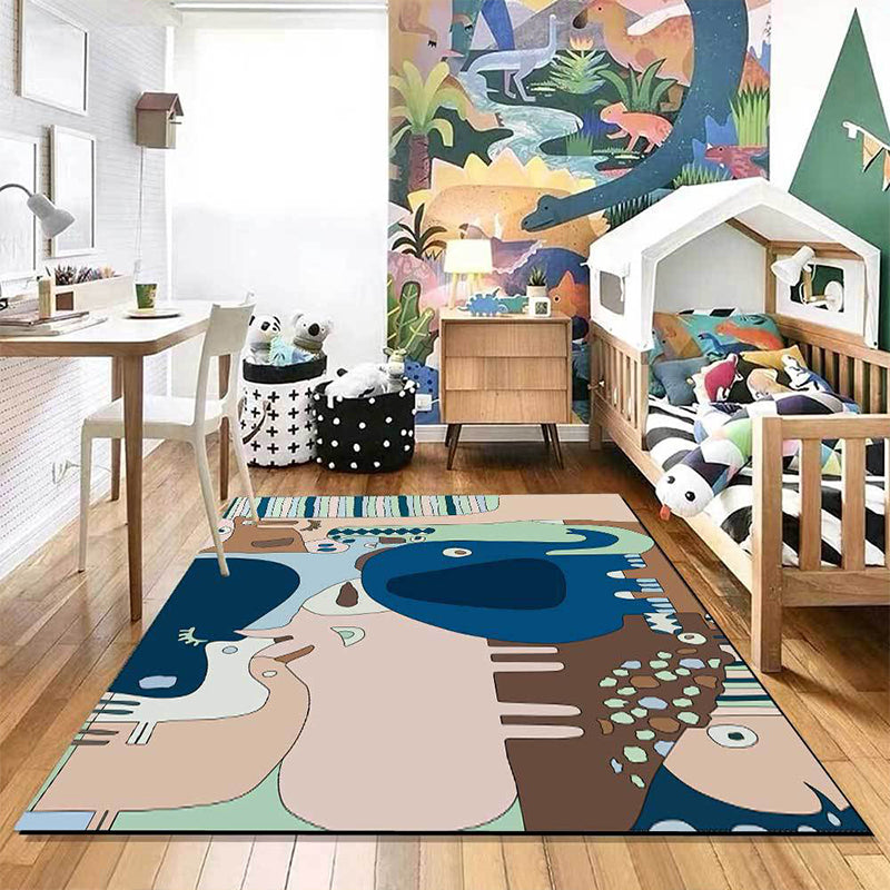BowLift | Colorful Back for Children | Children Animals Elephant Giraffe Striped Pattern Rug Polyester Washable Carpet
