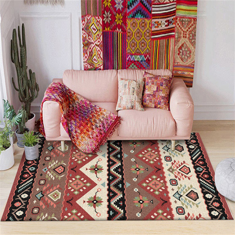 BowLift | Stylish Tribal Design Carpet Red Vintage Carpet Polyester washable Non-slip back Carpet for bedroom