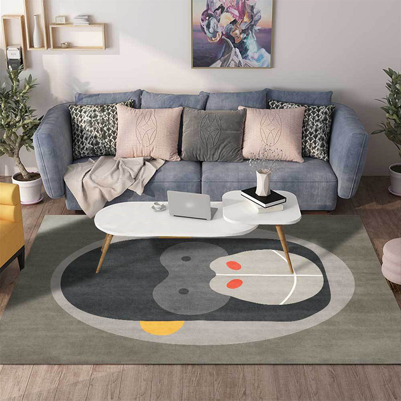 BowLift | Casual Kids Carpet in Gray Animal Orangutan Pattern Carpet Polyester Stain-Resistant Carpet for Kids Room